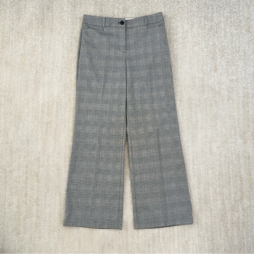 LOFT Wide Leg Glen Plaid Curvy High Waist Trouser Pants 6